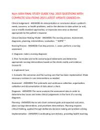 Nurs 1004 FINAL STUDY GUIDE FALL 2025 QUESTIONS WITH COMPLETE SOLUTIONS 2025 LATEST UPDATE