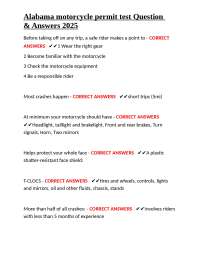 Alabama motorcycle permit test Question & Answers 2025