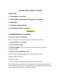 HISTORIA CLÍNICA, MODELO GENERAL