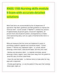 RNSG 1105 Nursing skills module 9 Exam with accurate detailed solutions