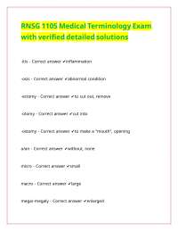 RNSG 1105 Medical Terminology Exam with verified detailed solutions