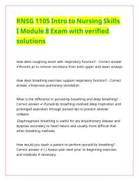 RNSG 1105 Intro to Nursing Skills I Module 8 Exam with verified solutions