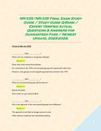 NR-335/NR-335 Final Exam Study Guide / Study Guide Q-Bank / Expert Verified Actual Questio
