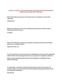 SECURITY CONTROL TYPES AND INCIDENT RESPONSE STRATEGIES EXAM WITH COMPLETE SOLUTIONS