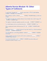 Alberta Novice Module 15: Other Types of Collisions Questions And Answers With Complete So