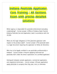 Indiana Pesticide Applicator Core Training - All Sections Exam with precise answers