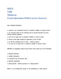 MISY 5380 Midterm Exam Questions With Correct Answers