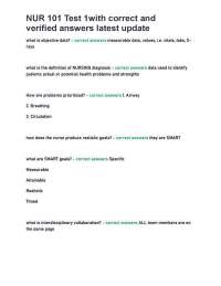 NUR 101 Latest 2024 / 2025 Update Health Assessment Guide with Questions and Verified Answ