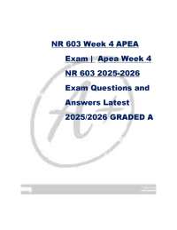 NR 603 Week 4 APEA  Exam |  Apea Week 4  NR 603 2025-2026   Exam Questions and  Answers La