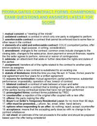 PROMULGATED CONTRACT FORMS (CHAMPIONS) EXAM QUESTIONS AND ANSWERS LATEST TOP SCORE.