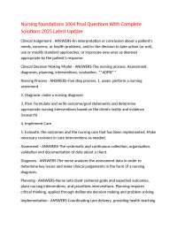 Nursing foundations 1004 final Questions With Complete Solutions 2025 Latest Update