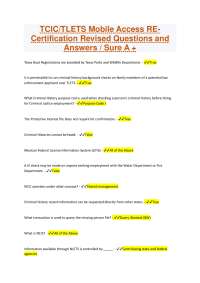 TCIC/TLETS Mobile Access RECertification Revised Questions and Answers / Sure A +