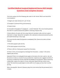 Certified Medical-Surgical Registered Nurse 2025 Sample Questions And Complete Answers.