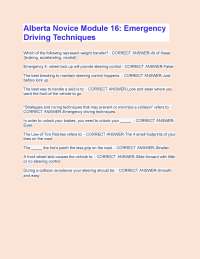 Alberta Novice Module 16: Emergency Driving Techniques Questions And Answers With Complete