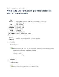 NURS 6512 Mid Term Exam  practice questions with accurate answers