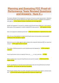 Planning and Executing FCC Proof-ofPerformance Tests Revised Questions and Answers / Sure
