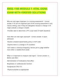 RNSG 1105 MODULE 7- VITAL SIGNS EXAM WITH VERIFIED SOLUTIONS