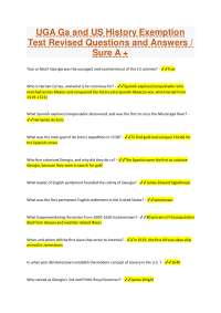 UGA Ga and US History Exemption Test Revised Questions and Answers / Sure A +