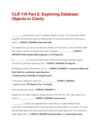 CLR 110 Part 5: Exploring Database Objects in Clarity Questions & Answers Correctly Answer