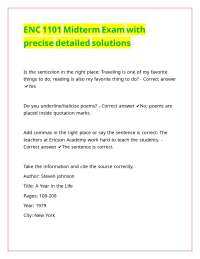 ENC 1101 Midterm Exam with precise detailed solutions