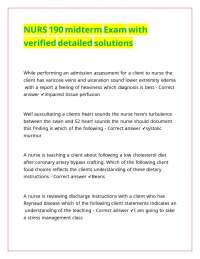 NURS 190 midterm Exam with accurate detailed solutions