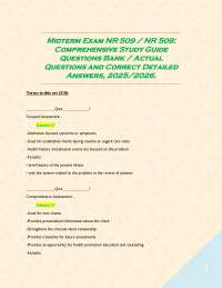 Midterm Exam NR 509 / NR 509: Comprehensive Study Guide Questions Bank / Actual Questions