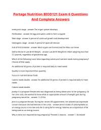 Portage Nutrition BIOD121 Exam 6 Questions And Complete Answers.
