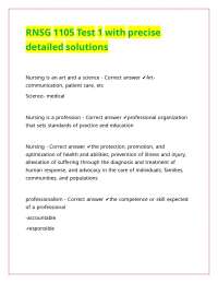 RNSG 1105 Test 1 with precise detailed solutions