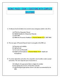 HAZMAT PHASE 1 EXAM I-1 QUESTIONS WITH COMPLETE SOLUTIONS