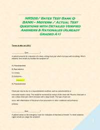 NR509/ Bates Test Bank Q-BANK– Midterm / Actual Test Questions with Detailed Verified Answ