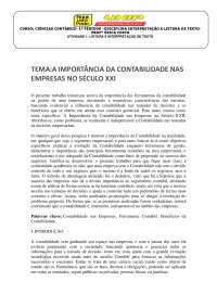 TEMA:A IMPORTÂNCIA DA CONTABILIDADE NAS EMPRESAS NO SÉCULO XXI