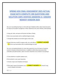 SPRING HESI FINAL ASSESSMENT 2025 ACTUAL  EXAM WITH COMPLETE 200 QUESTIONS AND  SOLUTIONS