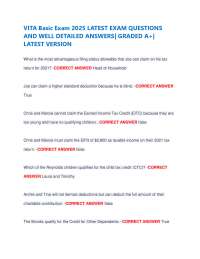 VITA Basic Exam 2025 LATEST EXAM QUESTIONS AND WELL DETAILED ANSWERS| GRADED A+| LATEST