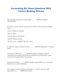 Accounting 201 Exam Questions With Correct Marking Scheme