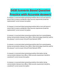 D430 Scenario Based Question Practice with Accurate Answers