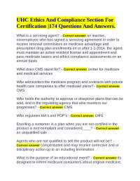 UHC Ethics And Compliance Section For Certification |174 Questions And Answers.