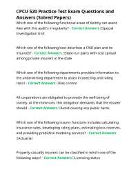 CPCU 520 Practice Test Exam Questions and Answers (Solved Papers)