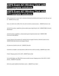 USPS Exam 421 Window Clerk with 113 complete solutions.