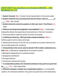ASEP-CSEP Prep Questions and Answers INCOSE) - I (SE Handbook Ch.1-4)