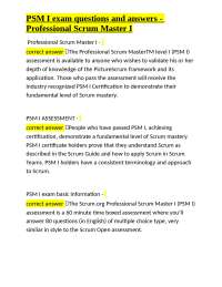 PSM I exam questions and answers - Professional Scrum Master I