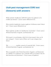 Utah pest management CORE test (Stewarts) with verified answers