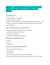 Questions - Correctional Counselor (CC1) 2025 Exam -  CDCR Exam with 100% Correct Verified