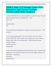 USMLE Step 2 CS Sample Cases Test. Questions & Correct Verified Answers 2025-2026. Grade A