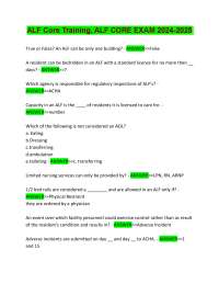 ALF Core Training  EXAM QUESTIONS WITH WELL REVISED ANSWERS