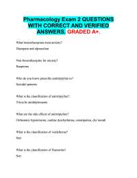 Pharmacology Exam 2 QUESTIONS  WITH CORRECT AND VERIFIED  ANSWERS. GRADED A+.
