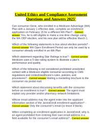 United Ethics and Compliance Assessment Questions and Answers 2025'