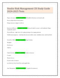 Vendor Risk Management CIS Study Guide 2024-2025 Tests
