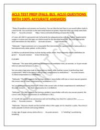 ACLS TEST PREP (PALS, BLS, ACLS) QUESTIONS WITH 100% ACCURATE ANSWERS