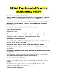 OT200 Psychosocial Practice Exam Study Guide