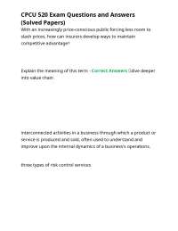 CPCU 520 Exam Questions and Answers (Solved Papers)